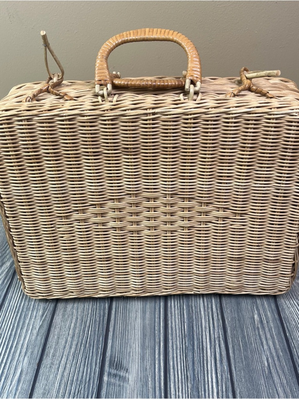 Vintage Wicker Briefcase Style Basket